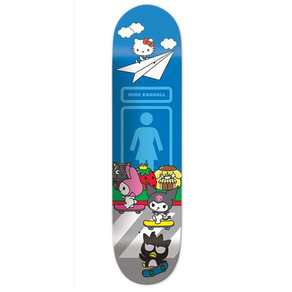 MIKE CARROLL HELLO SANRIO Girl SKATEBOARD DECK - BLUE - 8.375IN X 31.75IN